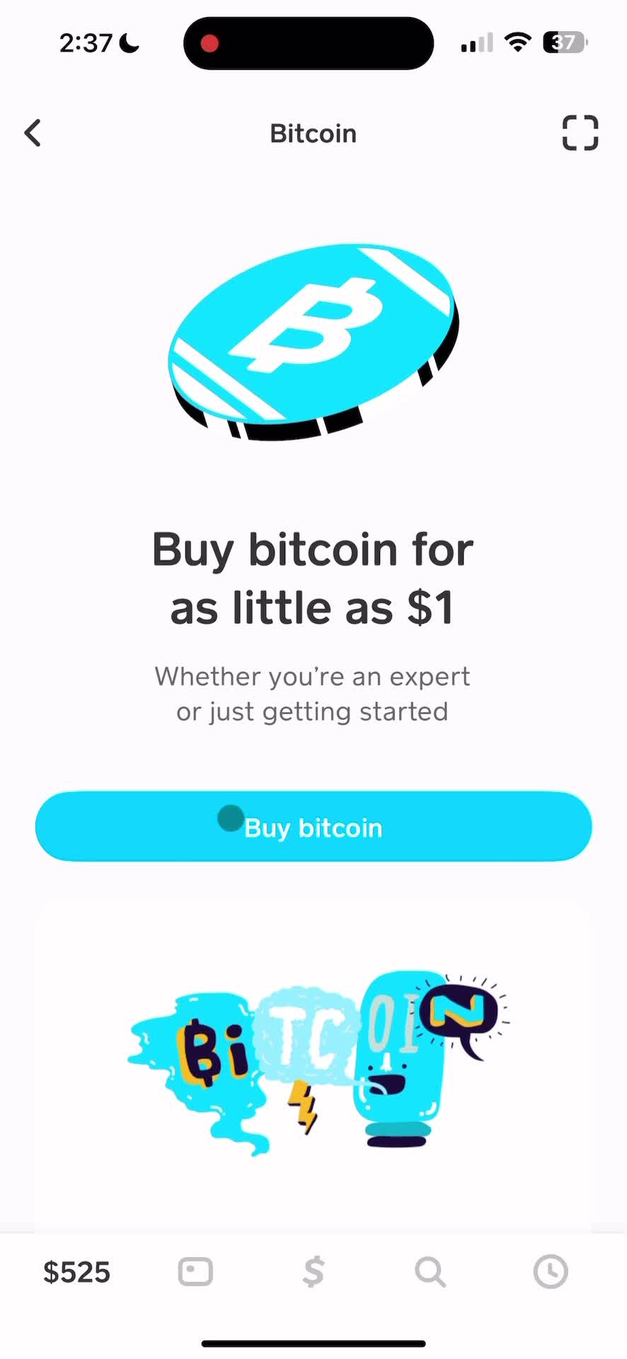 Bitcoin Tab Screen