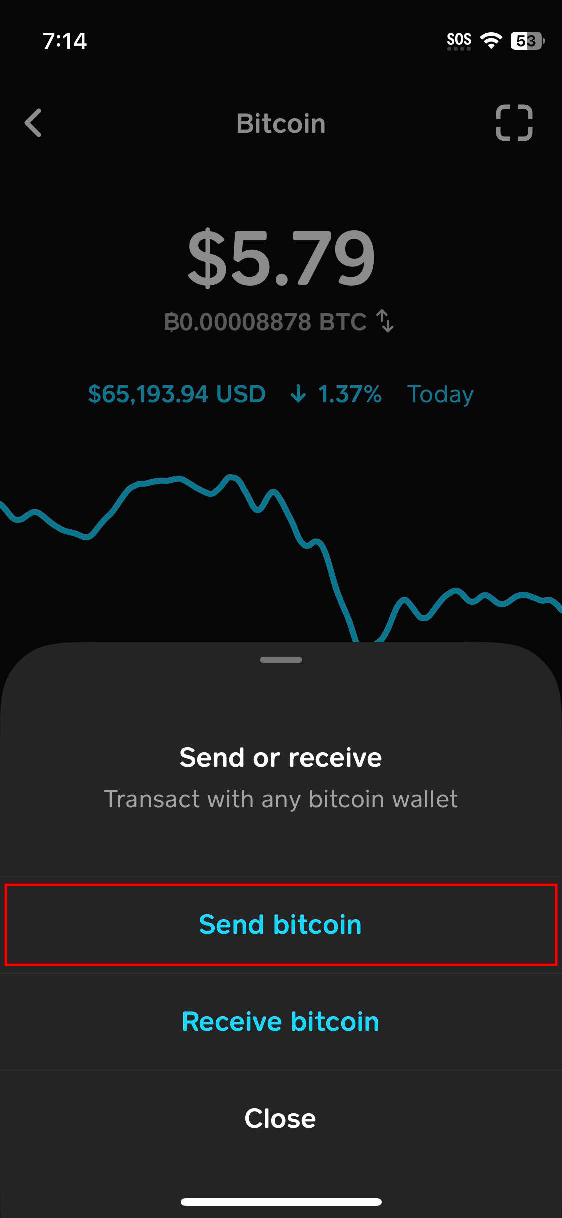 Send/Receive Bitcoin Menu